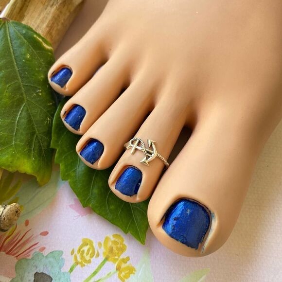 Sterling Silver Anchor & Line Toe Ring Midi Ring - Picture 1 of 3